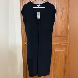 NWT Black stretch jersey sexy long bodycon dress short sleeve XL Sofia Vergara